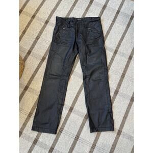 Projek Raw Wax Coated Jeans Men’s 32 X 32 Black Moto Regular Fit Loose